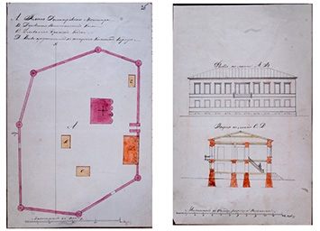 План Дмитровского монастыря с предполагаемым каменным корпусом