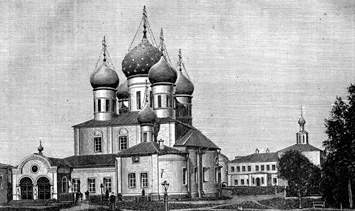 Вид на Троицкий монастырь в городе Калязине, фото начала XX века